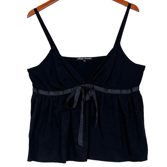 Simply Irresistible Tank Top Blouse  Grosgrain Ribbon Bow Size Large Solid Black - Picture 11 of 11